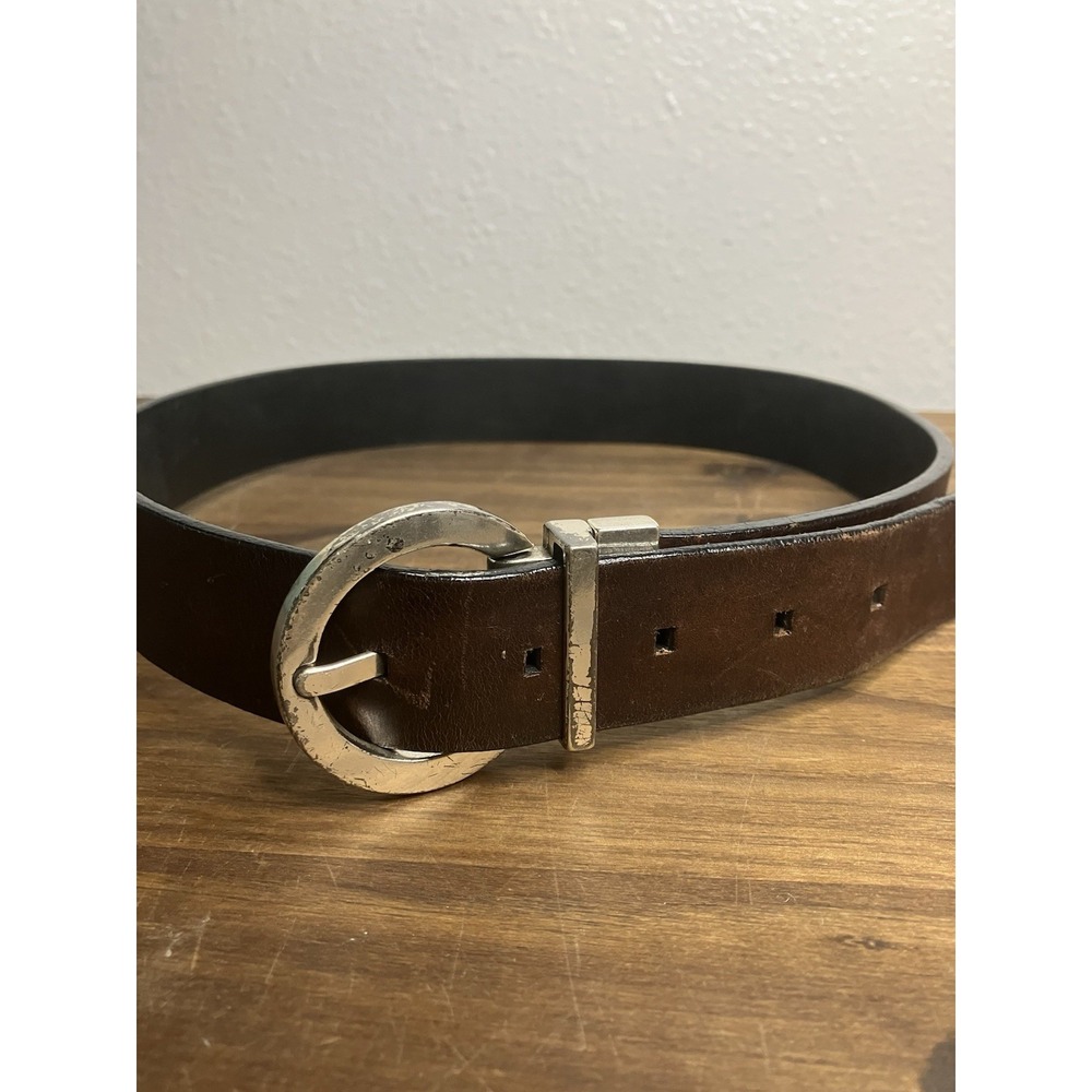 Vintage Y2K CK Calvin Klein‎ Sz S 26-28 Reversible Brown/Black Silver Buckle